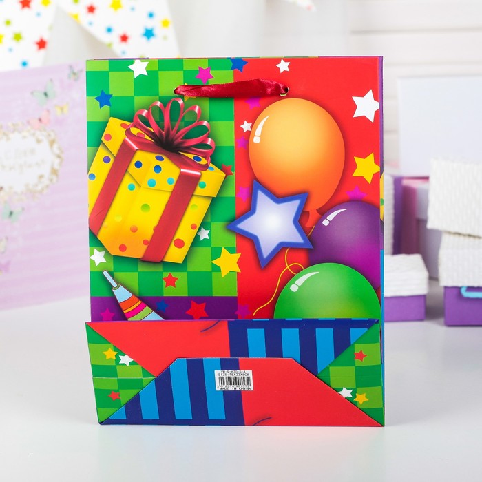 Пакет подарочный "Праздник", люкс, 18 х 8 х 23 см