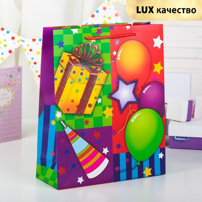 Пакет подарочный "Праздник", люкс, 31 х 12 х 42 см