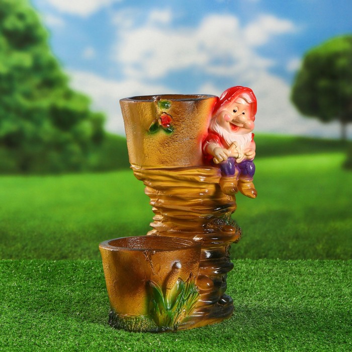 Фигурное кашпо "Гном с двумя кашпо" 19х23х30см