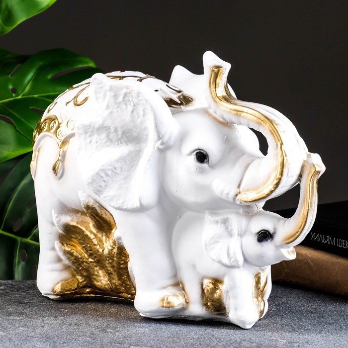 Копилка Слон со слонёнком золотой, 16х33х25см МИКС