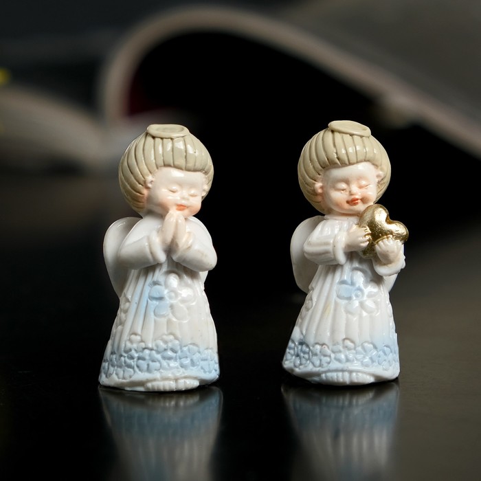 Сувенир полистоун лак "Ангелочек в небесно-голубом платье" МИКС 4х2х2 см