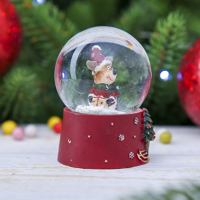 Сувенир полистоун водяной шар "Лосик" 6,5х4,5х4,5 см