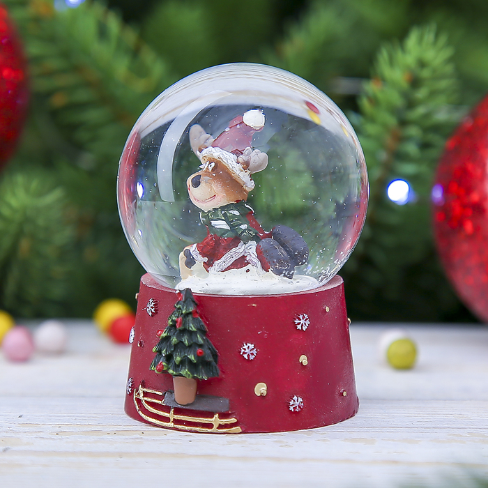 Сувенир полистоун водяной шар "Лосик" 6,5х4,5х4,5 см