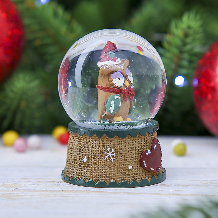 Сувенир полистоун водяной шар "Хмурая сова" 6,5х4,5х4,5 см