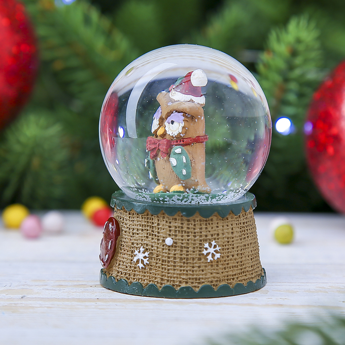 Сувенир полистоун водяной шар "Хмурая сова" 6,5х4,5х4,5 см