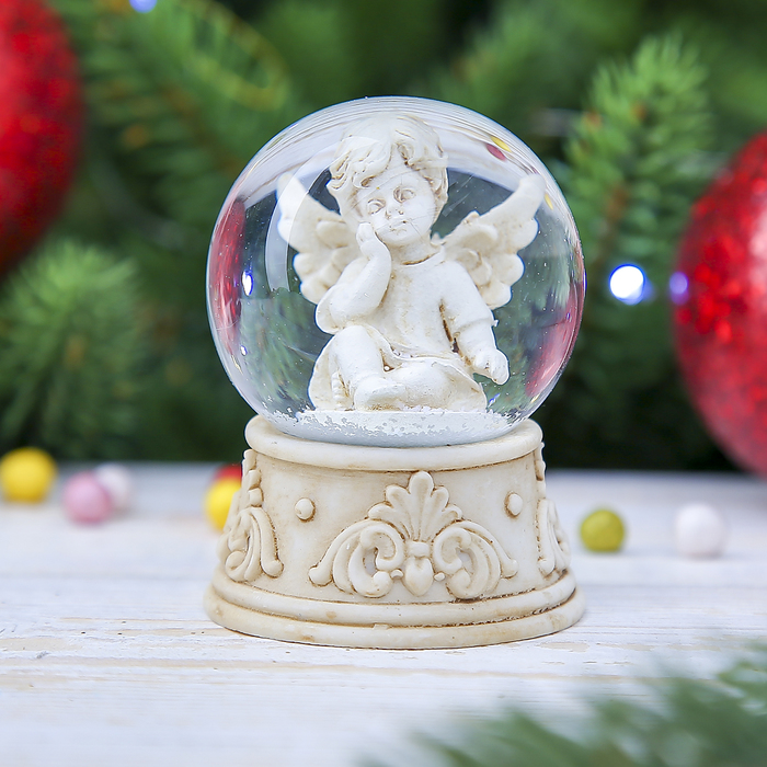 Сувенир полистоун водяной шар "Ангелочек" 6,5х4,8х4,8 см