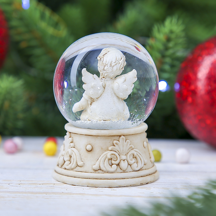 Сувенир полистоун водяной шар "Ангелочек" 6,5х4,8х4,8 см