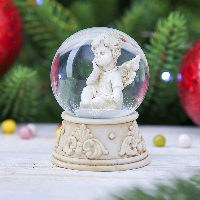 Сувенир полистоун водяной шар "Ангелочек" 6,5х4,8х4,8 см