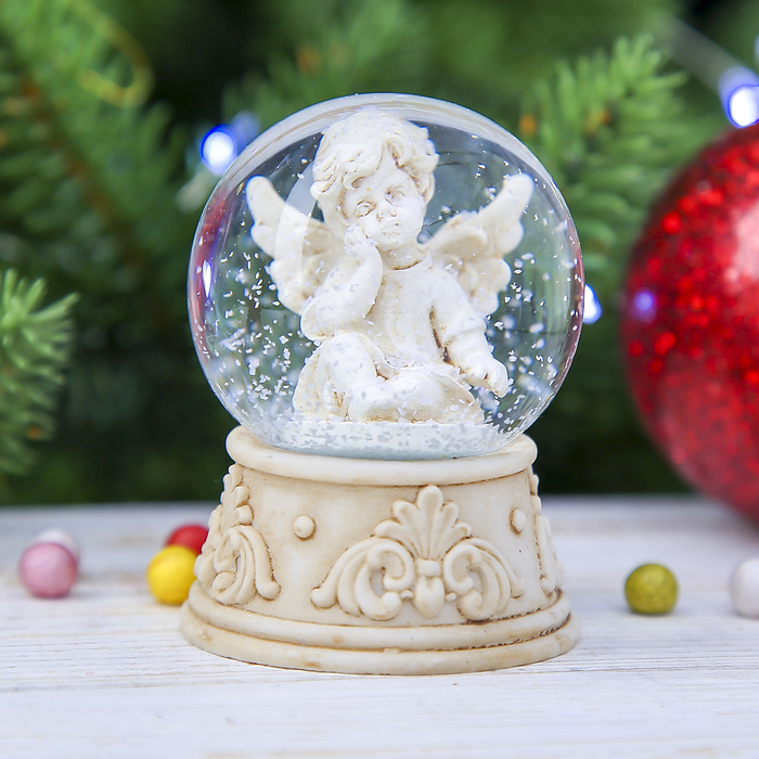 Сувенир полистоун водяной шар "Ангелочек" 6,5х4,8х4,8 см