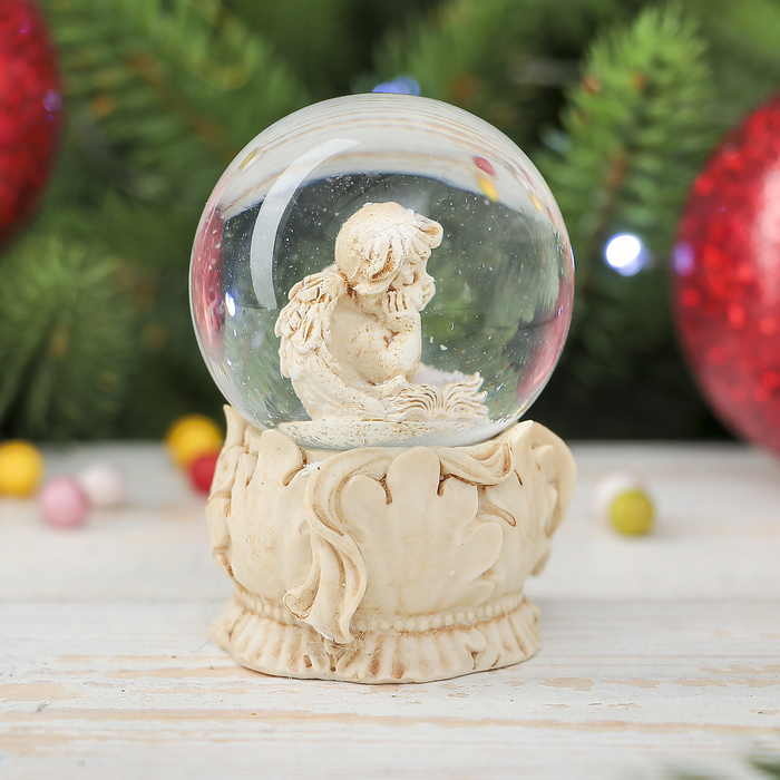Сувенир полистоун водяной шар "Ангел с книгой" 6,5х5х4,5 см