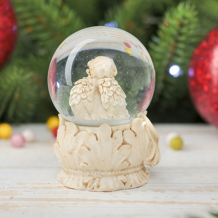 Сувенир полистоун водяной шар "Ангел с книгой" 6,5х5х4,5 см
