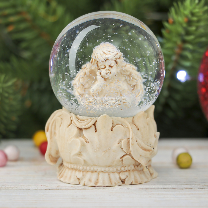 Сувенир полистоун водяной шар "Ангел с книгой" 6,5х5х4,5 см