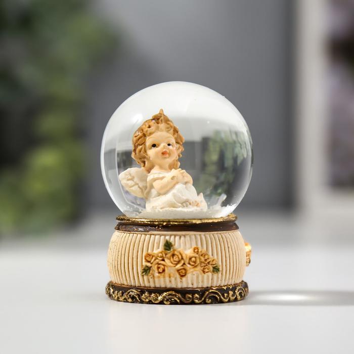 Сувенир полистоун водяной шар "Милый ангелочек" 6,5х4,5х4,5 см