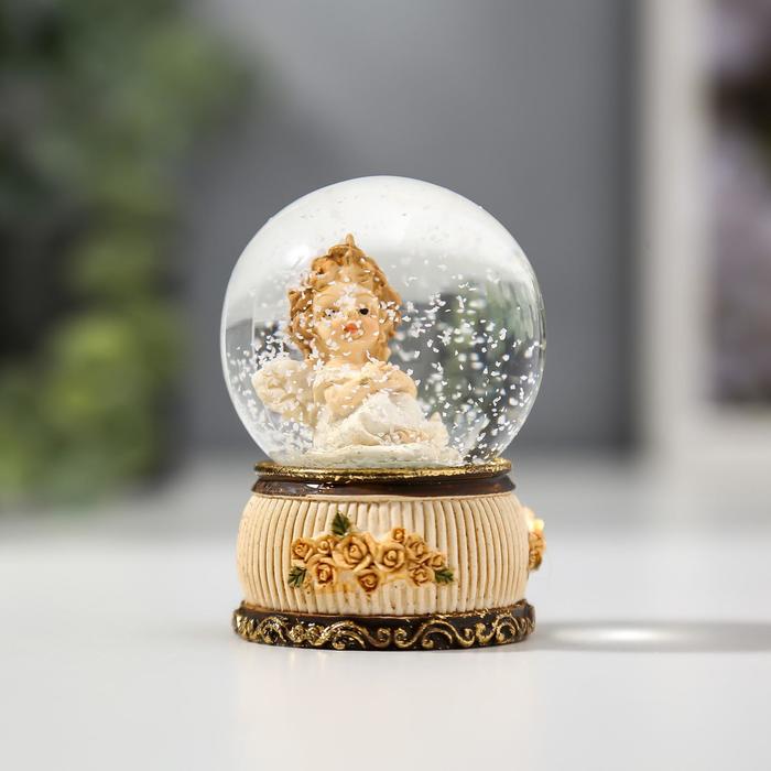 Сувенир полистоун водяной шар "Милый ангелочек" 6,5х4,5х4,5 см