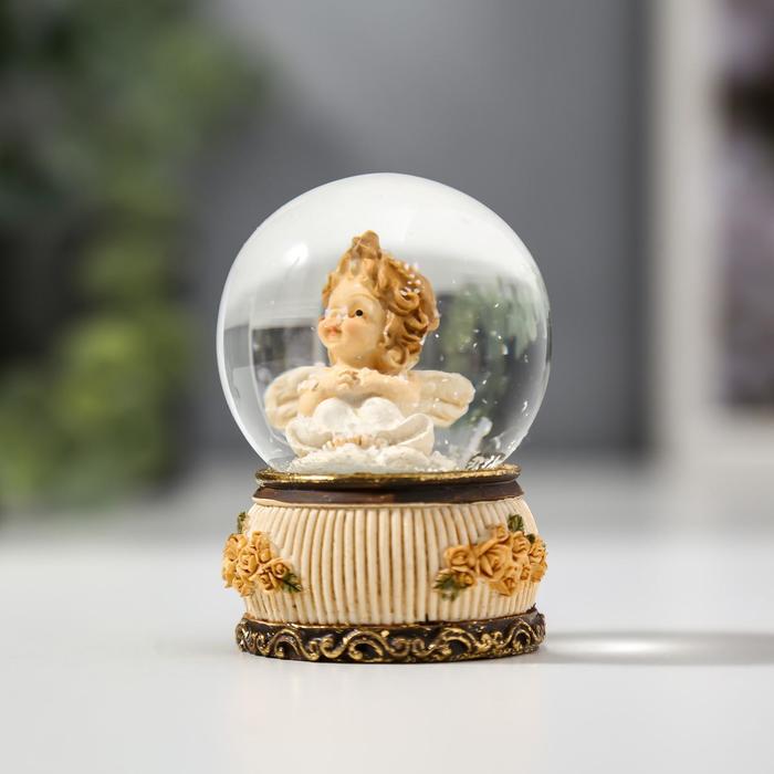 Сувенир полистоун водяной шар "Милый ангелочек" 6,5х4,5х4,5 см