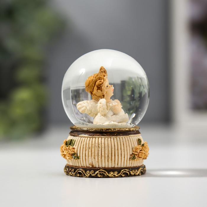 Сувенир полистоун водяной шар "Милый ангелочек" 6,5х4,5х4,5 см