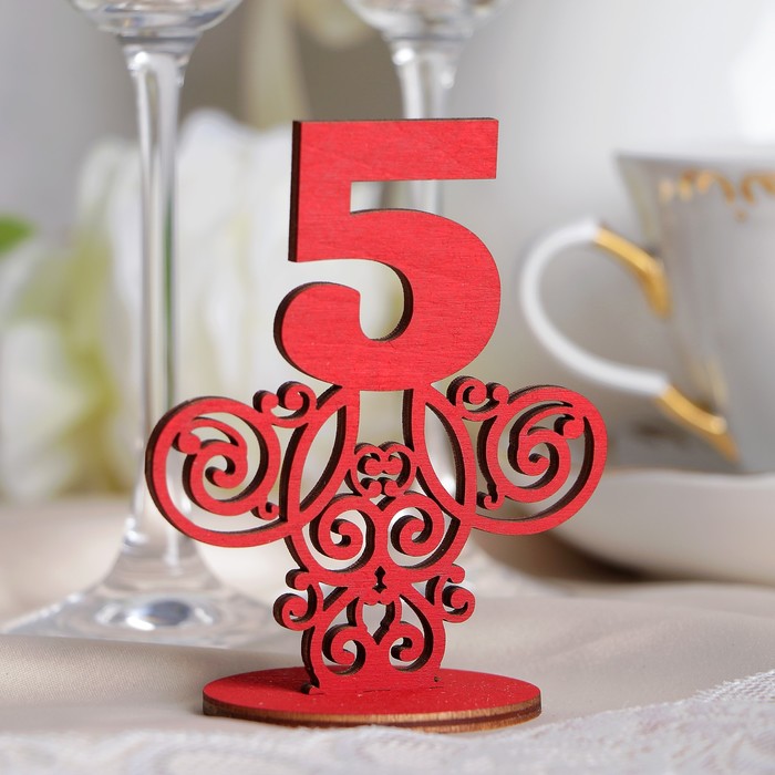 Набор номеров на стол "Вензель", красные