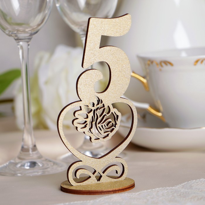 Набор номеров на стол "Роза", золотые
