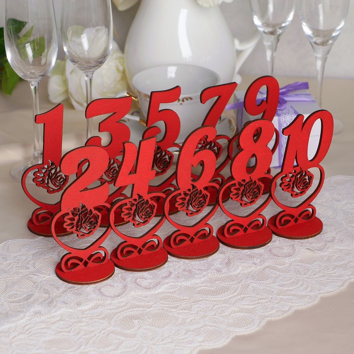 Набор номеров на стол "Роза", красные