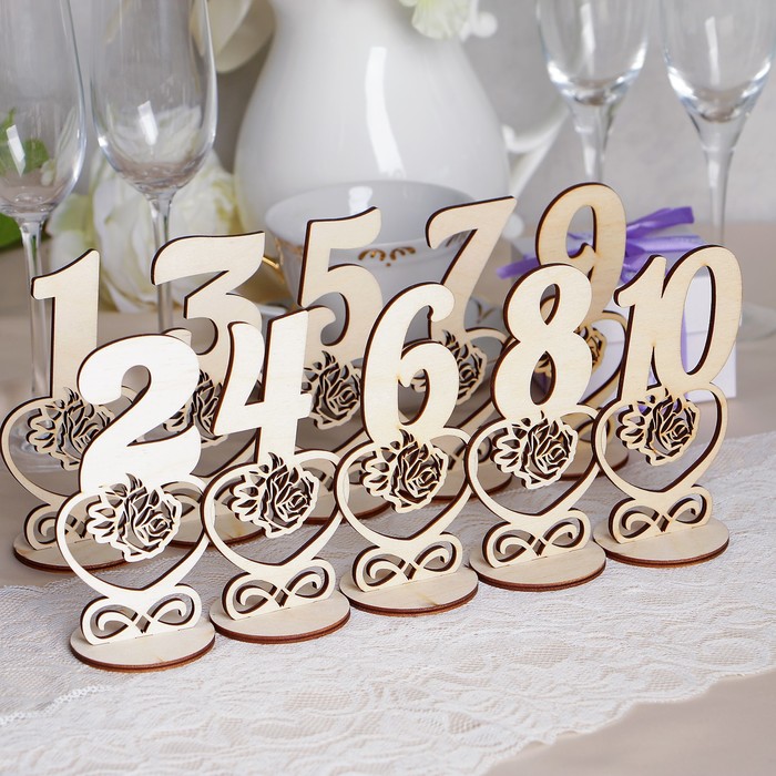 Набор номеров на стол "Роза", без покраски