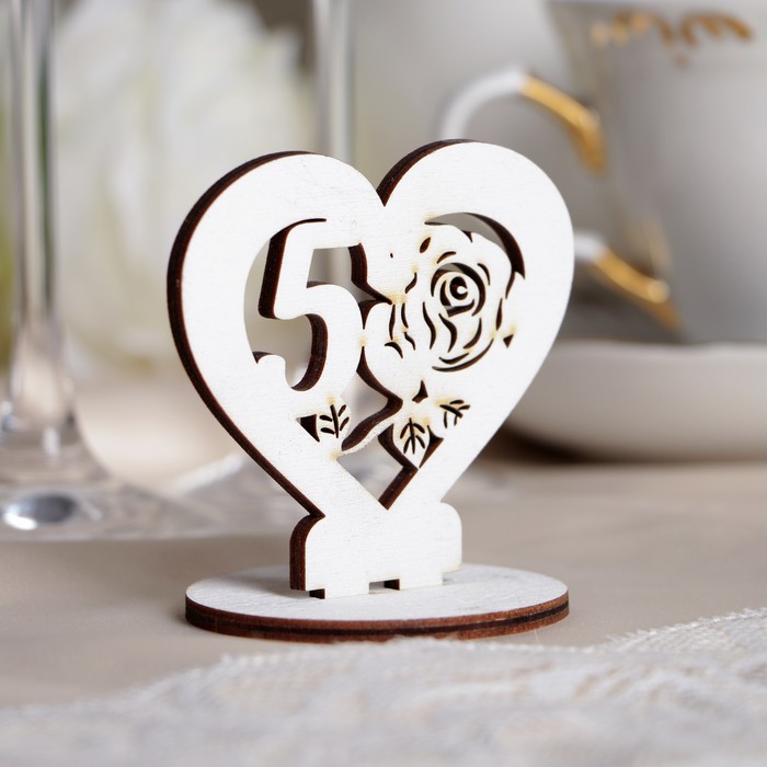 Набор номеров на стол "Сердце", белые