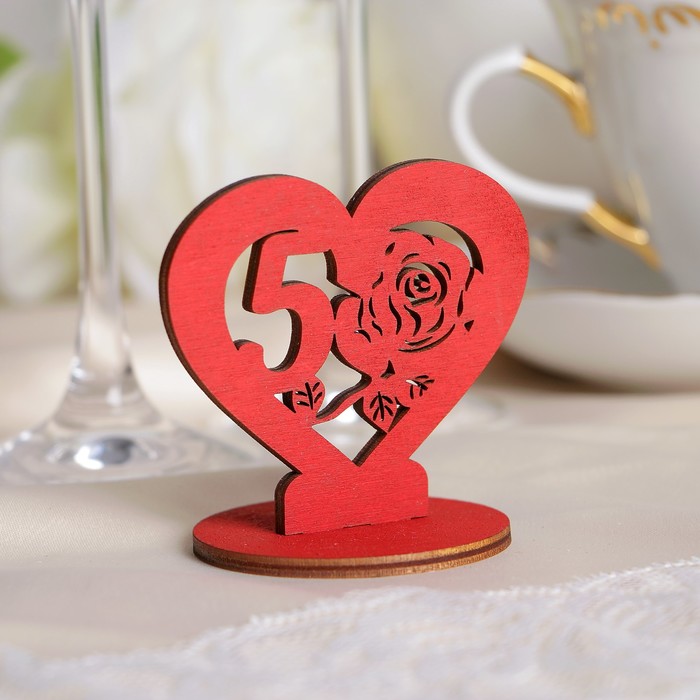 Набор номеров на стол "Сердце", красные