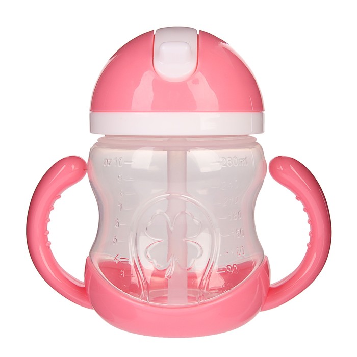 Поильник с трубочкой детский, 280 мл, от 9 мес., цвет розовый