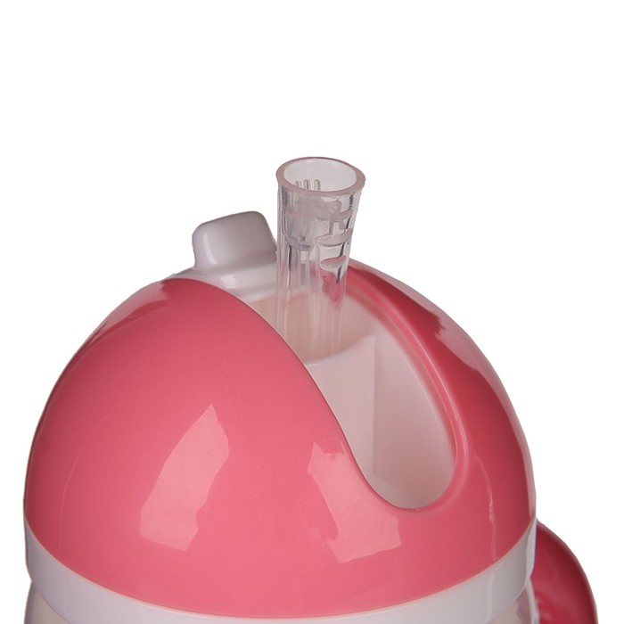 Поильник с трубочкой детский, 280 мл, от 9 мес., цвет розовый