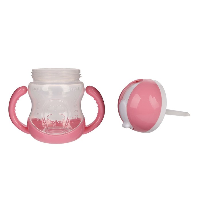 Поильник с трубочкой детский, 280 мл, от 9 мес., цвет розовый