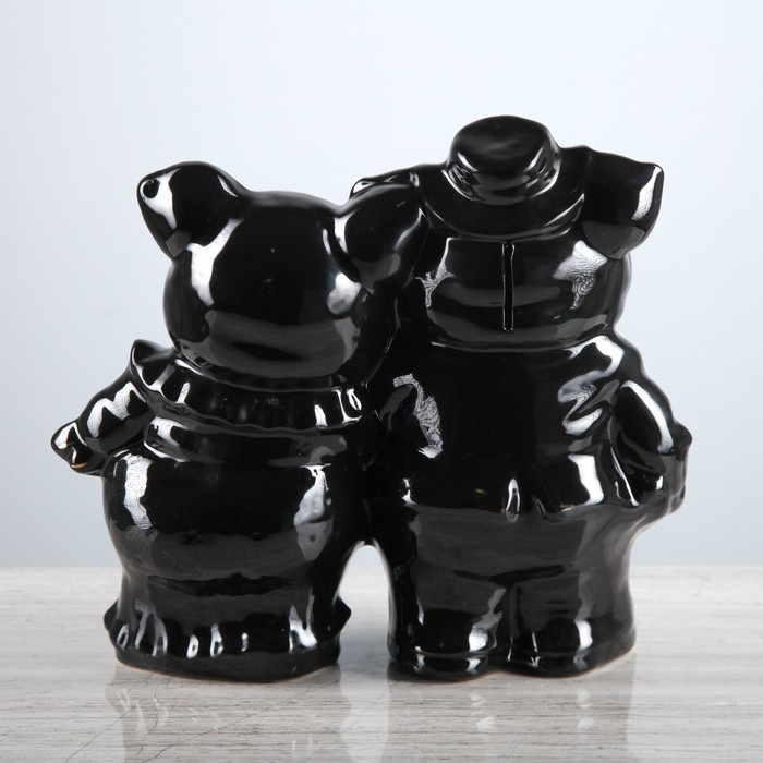 Копилка "Свинка пара" черная глазурь