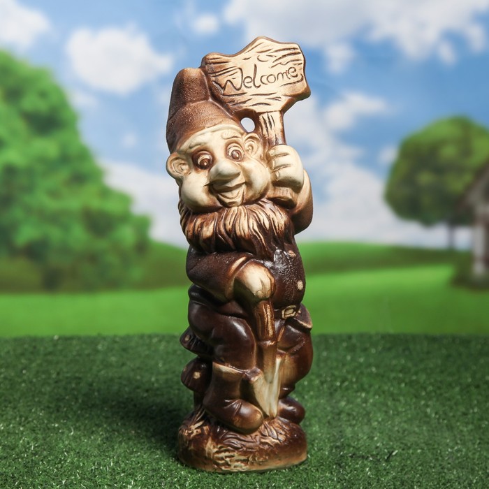 Садовая фигура "Гном WELCOME" шамот