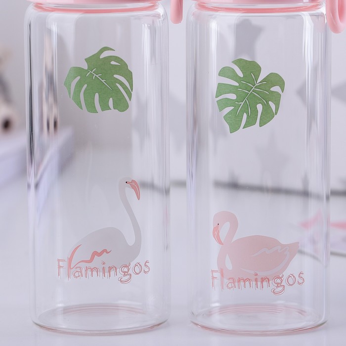 Бутылка 350 мл "Фламинго и кактус", рисунок МИКС