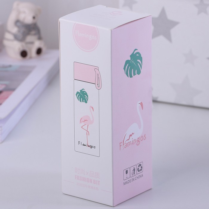 Бутылка 350 мл "Фламинго и кактус", рисунок МИКС