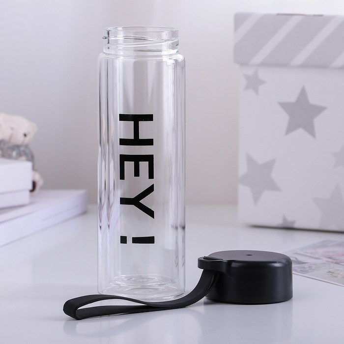 Бутылка двойное стекло 420 мл "Привет", рисунок МИКС