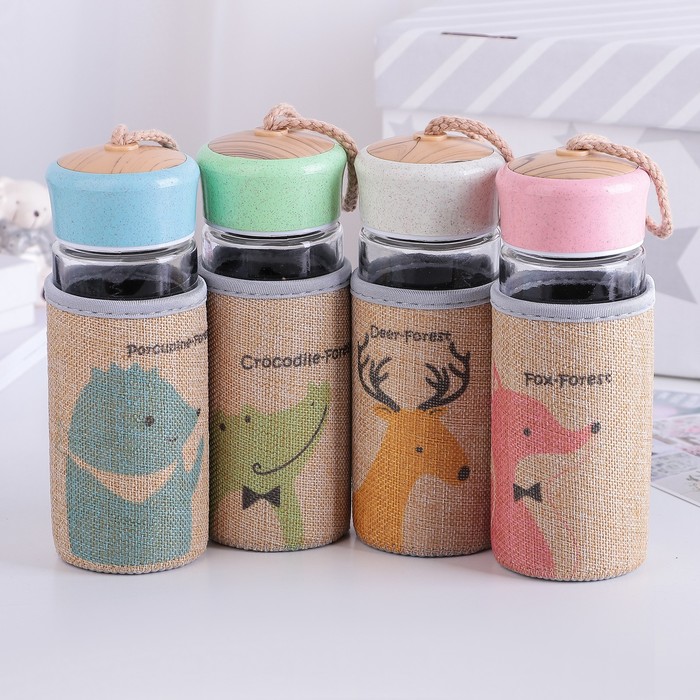 Бутылка 300 мл "Лесные жители", рисунок МИКС