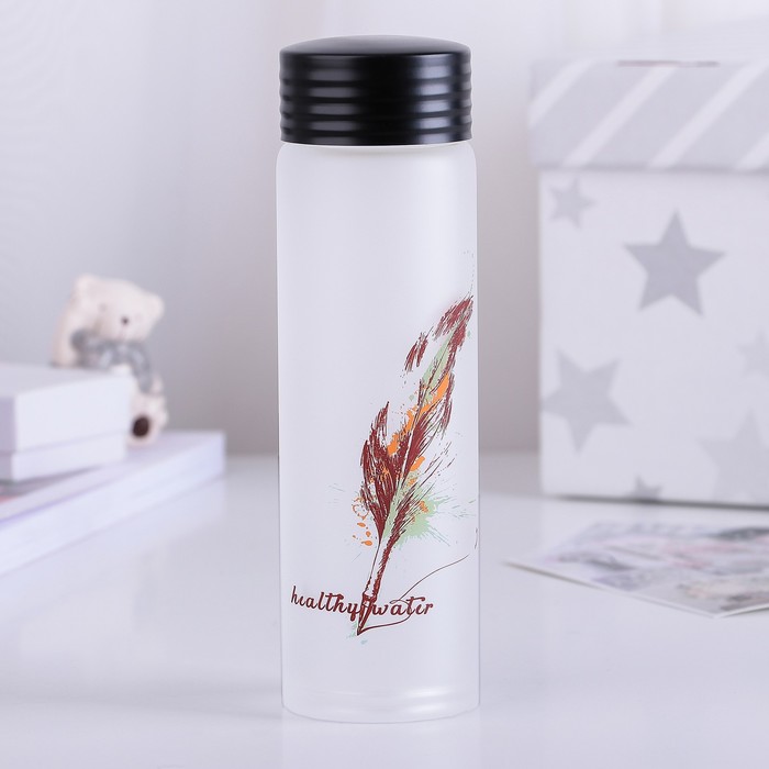 Бутылка 350 мл "Пёрышка", рисунок и цвета МИКС