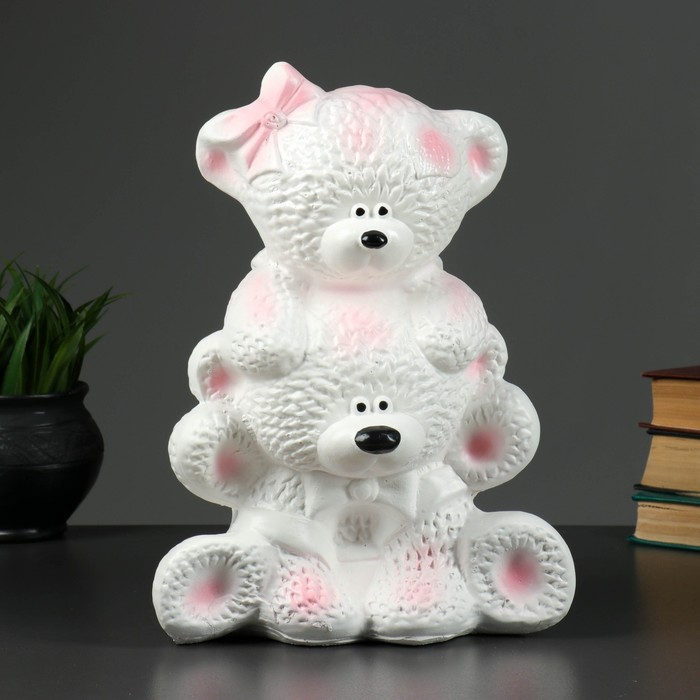 Копилка "Мишка на мишке" 23х20х32см розовая