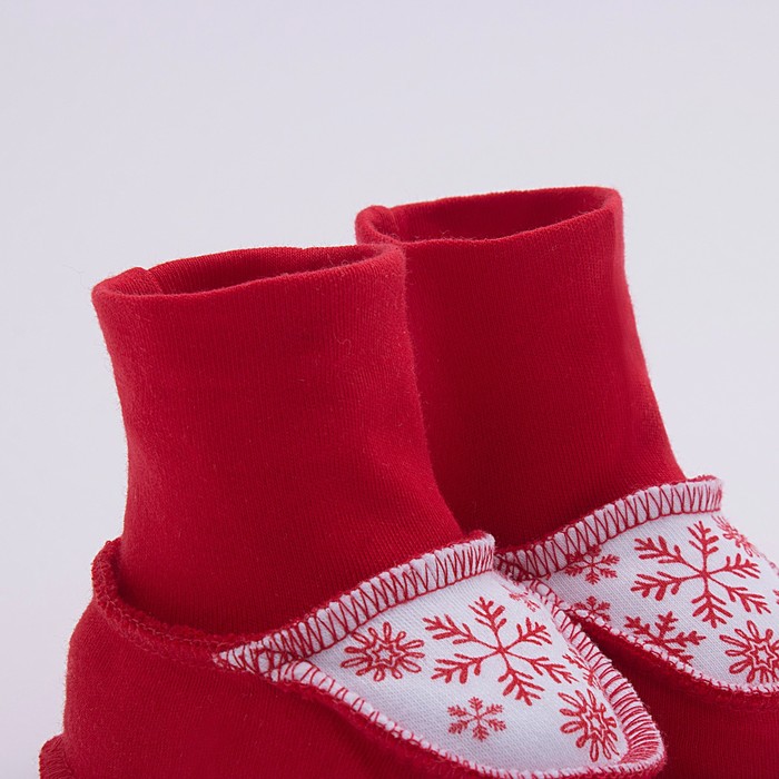 Пинетки "Первый новый год", рост 68 см, 6 мес (24р-р), 100% хл, интерлок