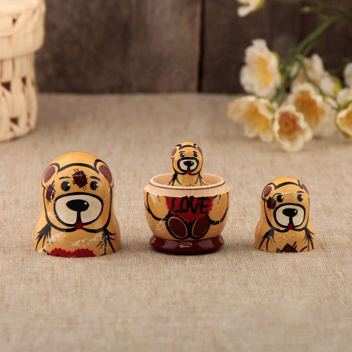 Матрёшка «Мишка», 3 кукольная, 10 см