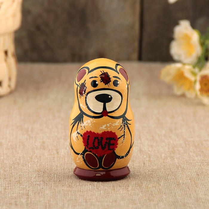 Матрёшка «Мишка», 3 кукольная, 10 см