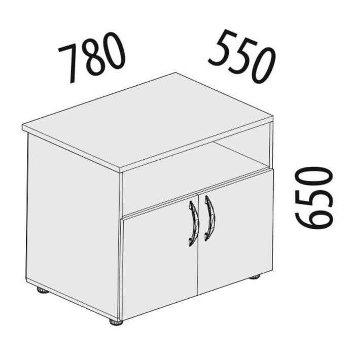Тумба под оргтехнику, 780х550х650 мм, орех пегас