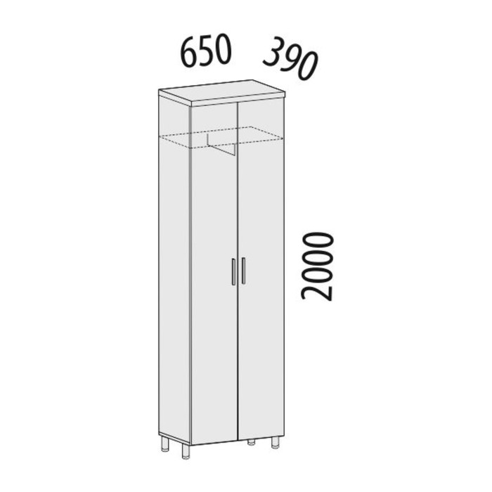 Шкаф для одежды, 650х390х2000 мм, орех пегас