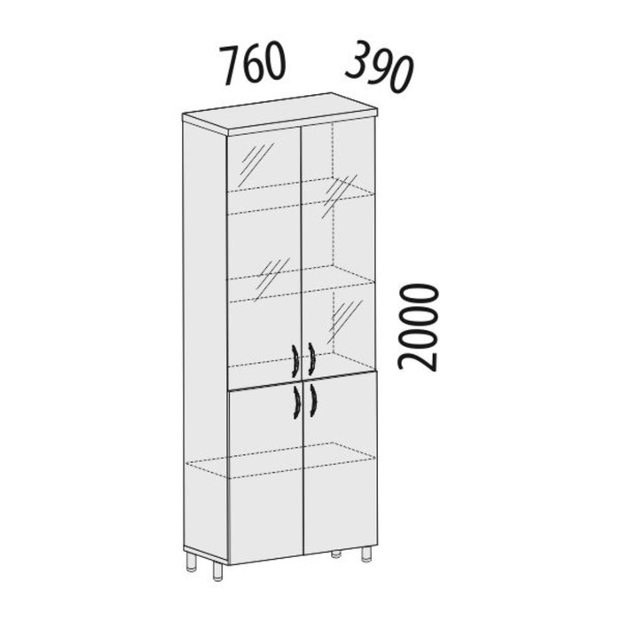 Шкаф для сувениров, 760х390х2000 мм, орех пегас