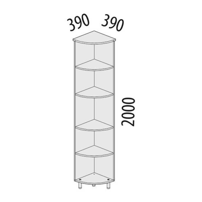 Стеллаж угловой, 390х390х2000 мм, орех пегас