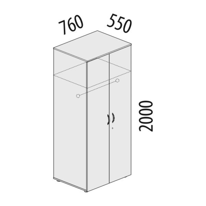 Шкаф для одежды большой, с замком, 760х550х2000 мм, ольха