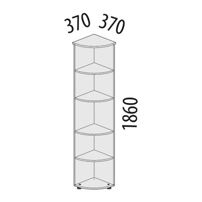 Стеллаж угловой, 370х370х1860 мм, итальянский орех