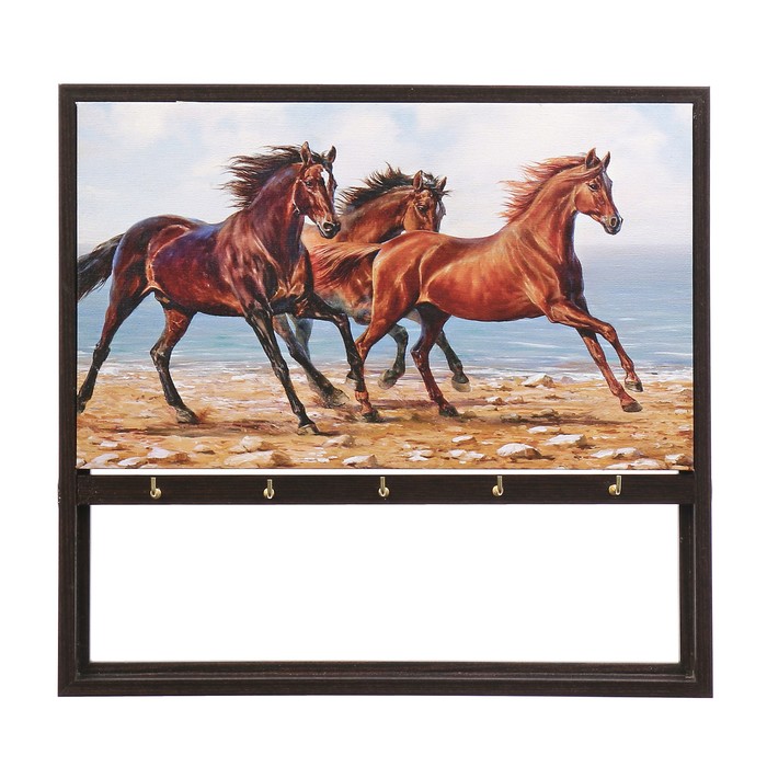 Ключница открытая &quot;Бег лошадей&quot; 35х25х3 см