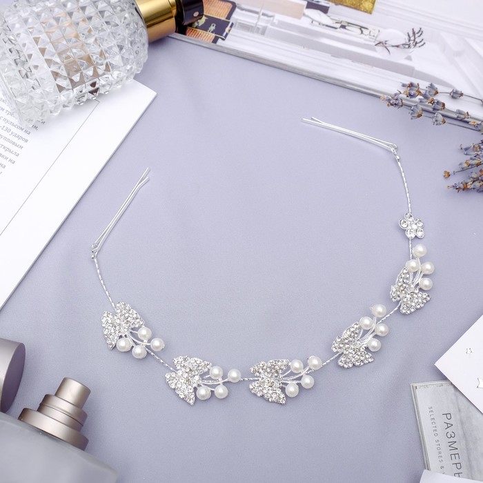 Аксессуар для причёски "Жемчужный блеск" 27 см бабочки