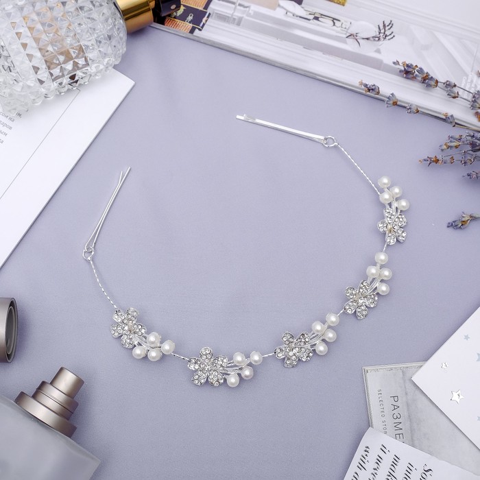 Аксессуар для причёски "Жемчужный блеск" 27 см цветы