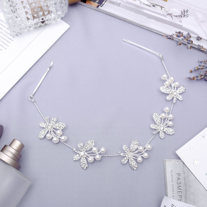 Аксессуар для причёски "Жемчужный блеск" 27 см бантики